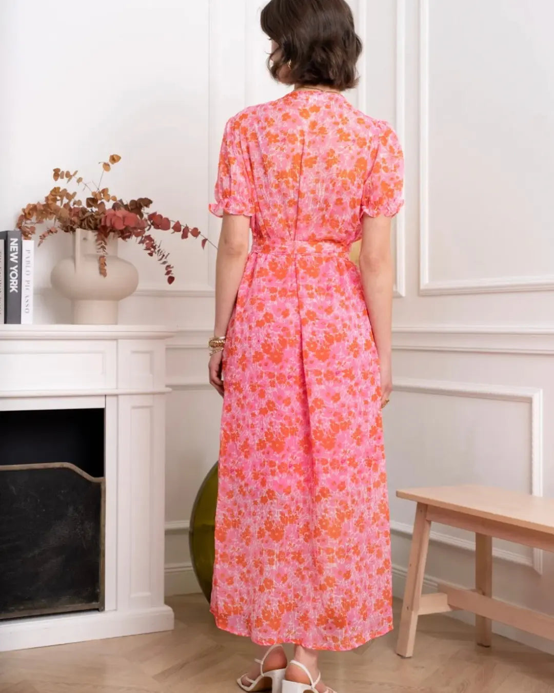 Robe croisée rose orangé L'armoire de Calista