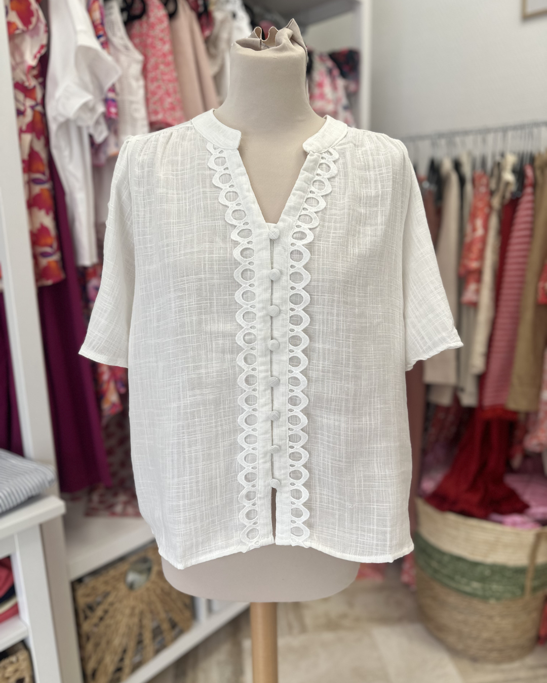 Chemise blanche ajourée