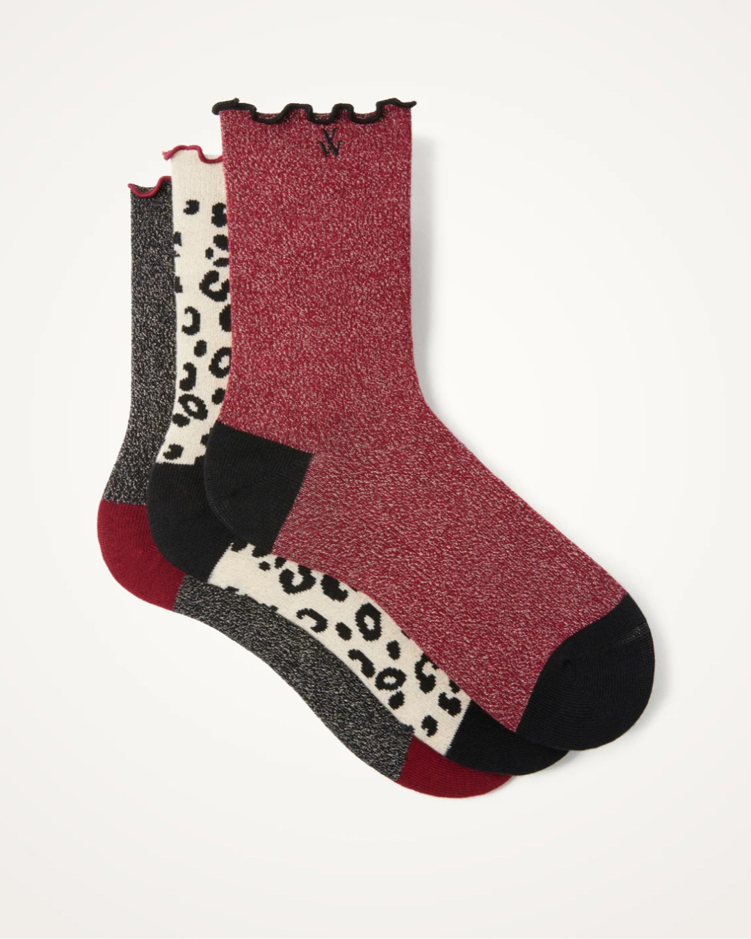 Lot 3 paires de chaussettes bordeaux