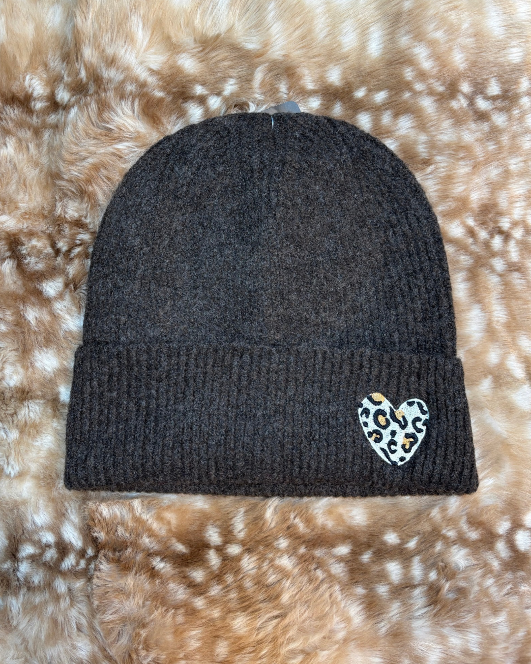Bonnet coeur Léopard chocolat