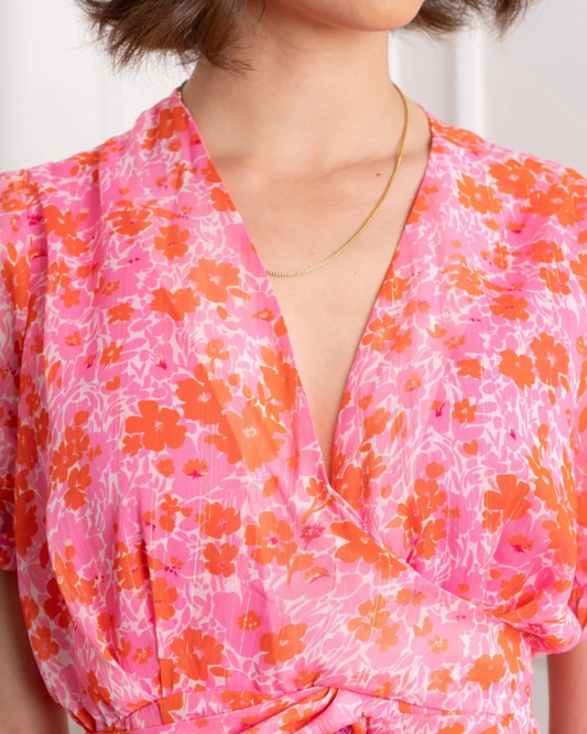 Robe croisée rose orangé