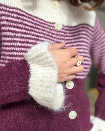 Gilet rayures prune