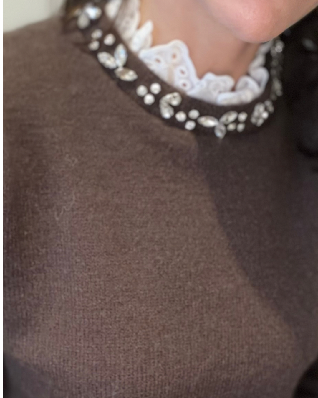 Pull coffee col strass