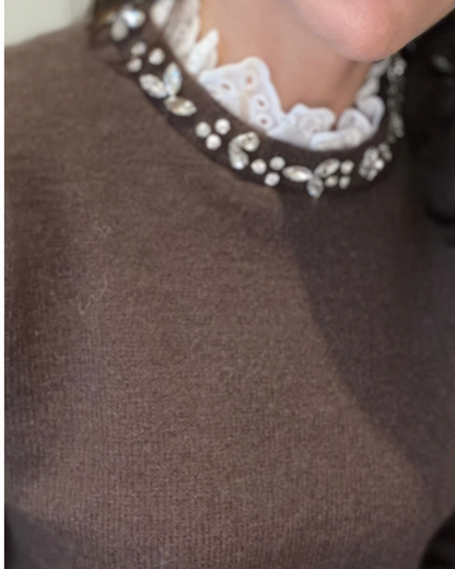 Pull coffee col strass