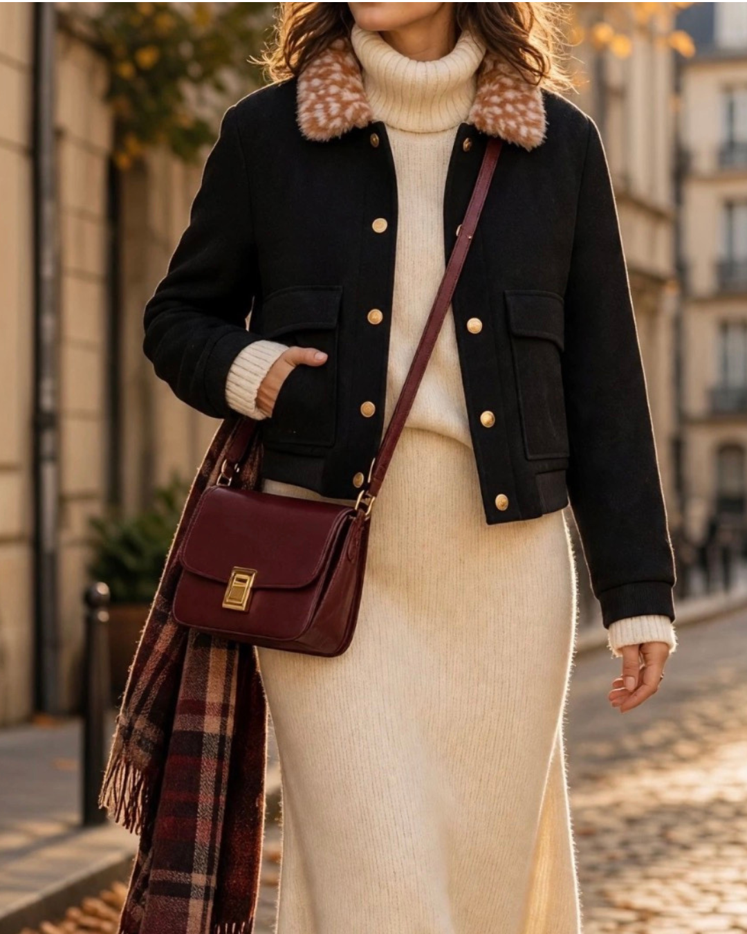 Bombers noir col bambi
